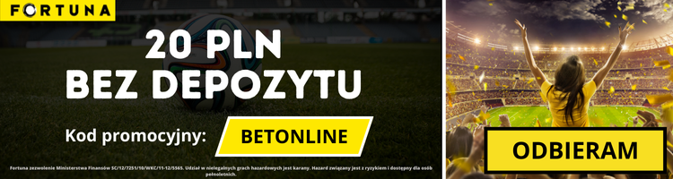 Fortuna bonus bez depozytu - kod promocyjny BETONLINE